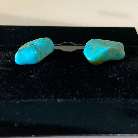 Turquoise nugget stud Post Earrings - Picture 5 of 5